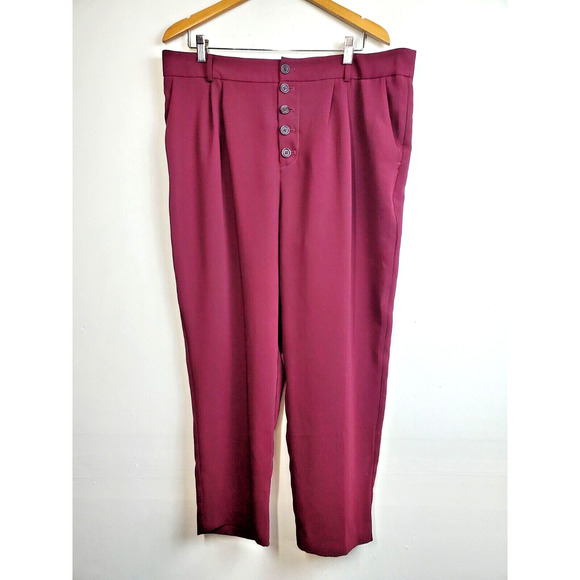 Anthropologie Womens 16 High Rise Sasha Pants Straight Leg Button Fly Pleated - Picture 3 of 15